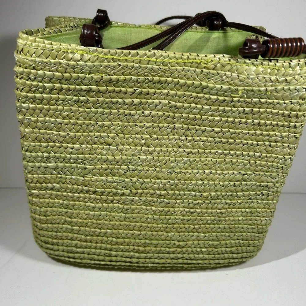 Authentic StJohnsBay Straw lime color purse - Picture 1 of 12